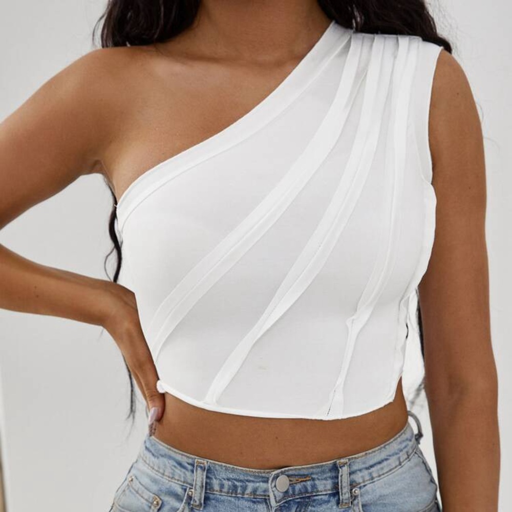 Elegant White One-Shoulder Top
